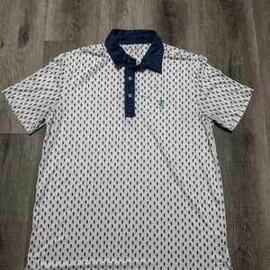 Izod Men’s Golf Polo Size Medium Athletic Golf Stretch White/Blue